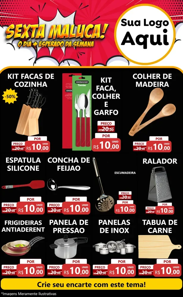Modelo de Encarte para Encarte Grande com o tema Sexta Maluca! para Utilidades Domésticas