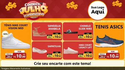 Modelo de TV para TV Horizontal com o tema Comece Julho Economizando para Calçados