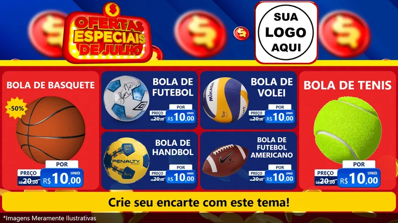 Modelo de TV para TV Horizontal com o tema Ofertas Especiais de Julho para Artigos Esportivos