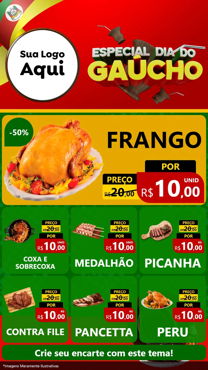Modelo de Rede Social para Stories com o tema Especial Dia do Gaúcho para Assados