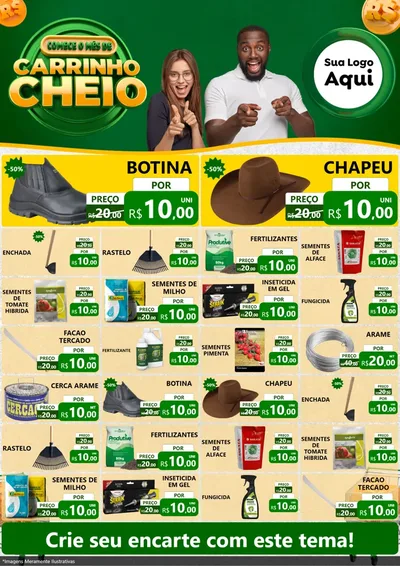 Modelo de Encarte para Encarte A4 Vertical com o tema Carrinho Cheio para Agropecuária