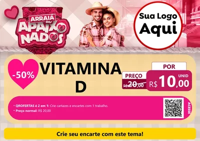 Modelo de Cartaz para Cartaz A4 Horizontal com o tema Arraiá dos Apaixonados - Junina para Farmácia