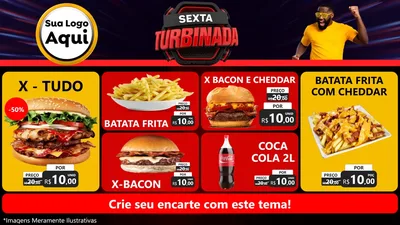 Modelo de TV para TV Horizontal com o tema Sexta Turbinada para Hamburgueria