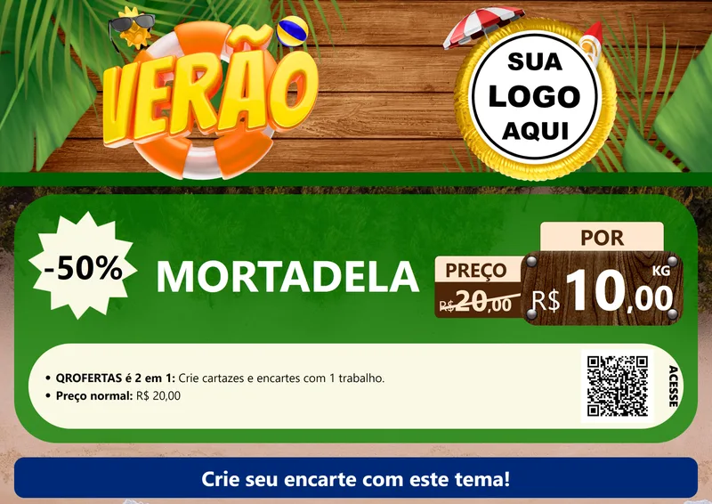 Modelo de Cartaz para Cartaz A4 Horizontal com o tema Verão para Frios e Laticínios