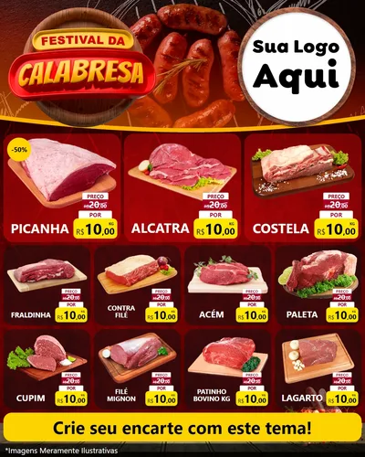Modelo de Rede Social para Feed Instagram com o tema Festival da Calabresa para Açougue