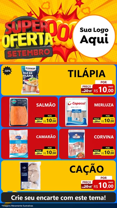 Modelo de TV para TV Vertical com o tema Super Oferta Setembro para Peixaria