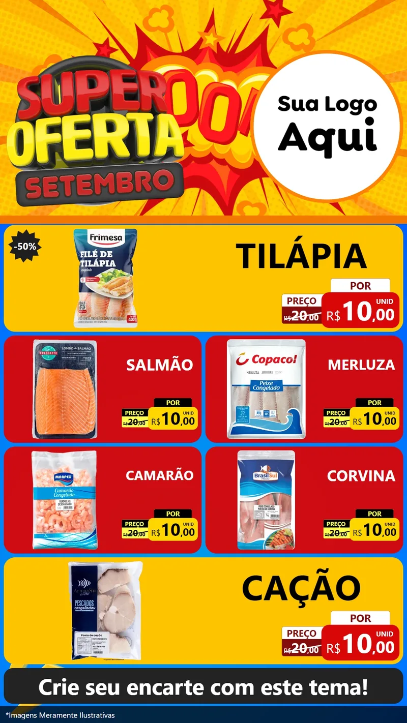 Modelo de TV para TV Vertical com o tema Super Oferta Setembro para Peixaria