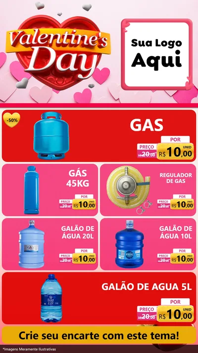 Modelo de TV para TV Vertical com o tema Valentine's Day para Água e gás