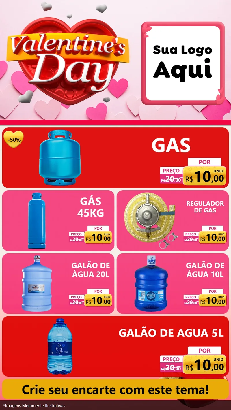 Modelo de TV para TV Vertical com o tema Valentine's Day para Água e gás