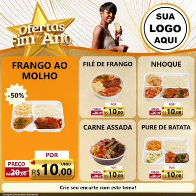 Modelo de Rede Social para Feed Facebook com o tema Ofertas Fim de Ano para Restaurante