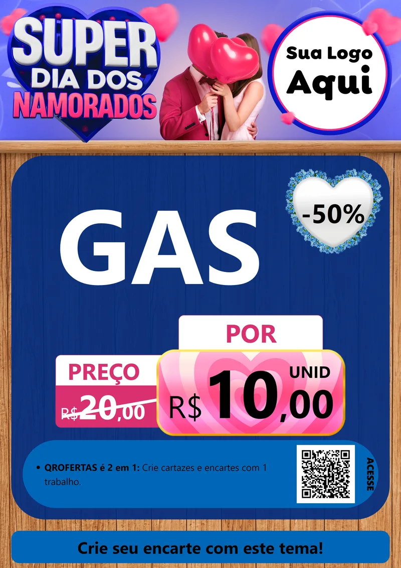 Modelo de Cartaz para Cartaz A4 Vertical com o tema Super Dia dos Namorados para Água e gás