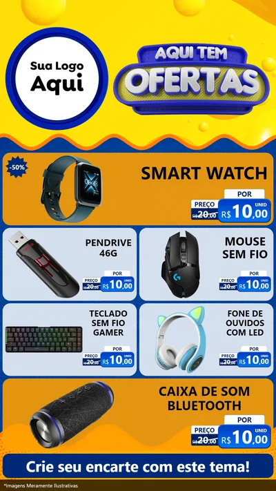 Modelo de TV para TV Vertical com o tema Aqui Tem Ofertas para Informática