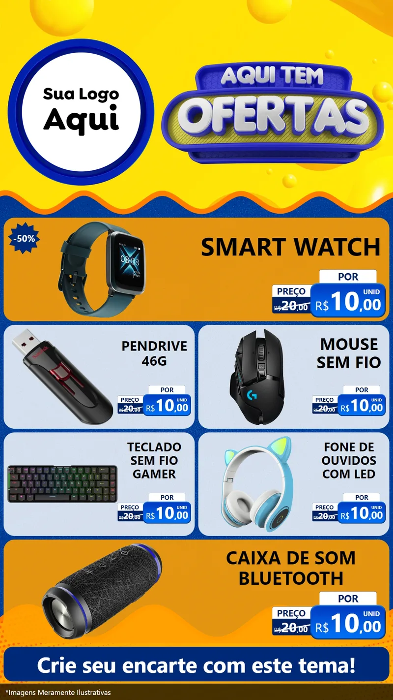 Modelo de TV para TV Vertical com o tema Aqui Tem Ofertas para Informática