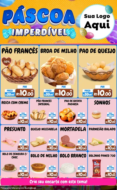 Modelo de Encarte para Encarte Grande com o tema Páscoa Imperdível para Padaria