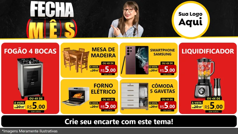 Modelo de TV para TV Horizontal com o tema Fecha Mês para Móveis e Eletro