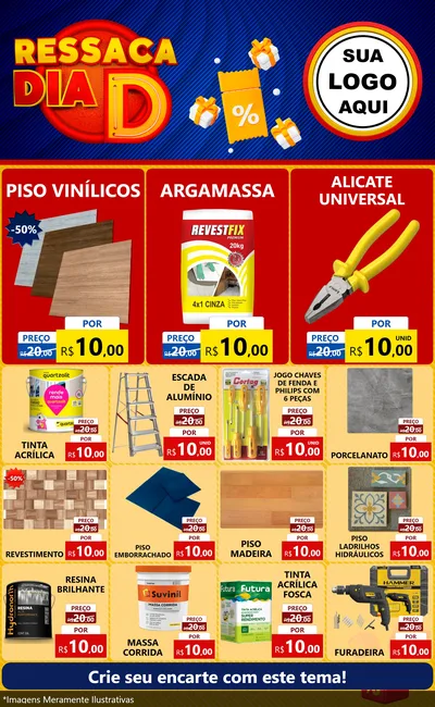 Modelo de Encarte para Encarte Grande com o tema Ressaca Dia D para Material para Construção