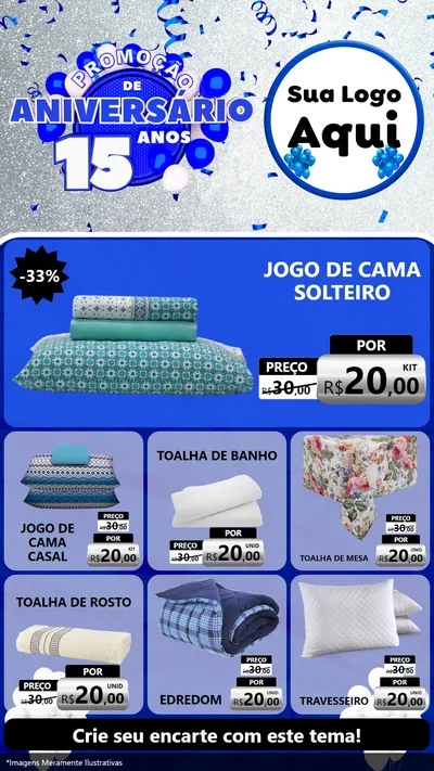 Modelo de Rede Social para Stories com o tema Promoção de Aniversário - 15 Anos para Cama, Mesa e Banho