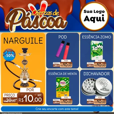 Modelo de Rede Social para Feed Facebook com o tema Ofertas de Páscoa para Tabacaria