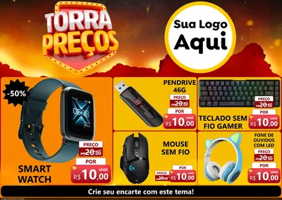 Modelo de Encarte para Encarte A4 Horizontal com o tema Torra Preços para Informática