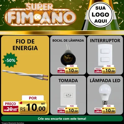Modelo de Rede Social para Feed Facebook com o tema Super Fim de Ano para Materiais Elétricos