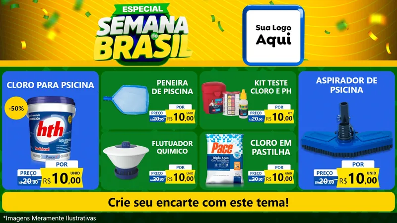 Modelo de TV para TV Horizontal com o tema Especial Semana do Brasil para Produtos para Piscina