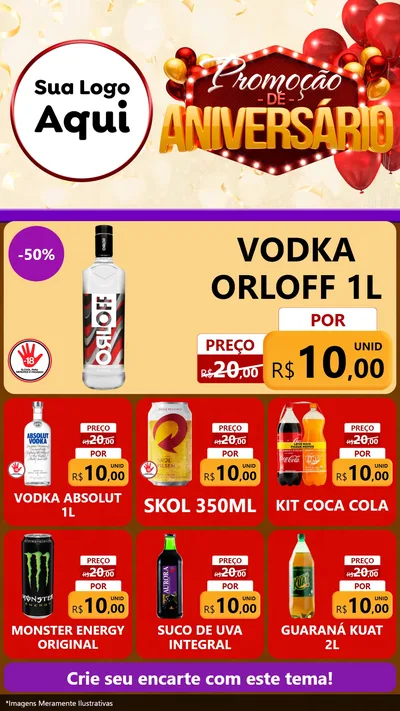 Modelo de Rede Social para Stories com o tema Promoção de Aniversário para Distribuidora de bebidas