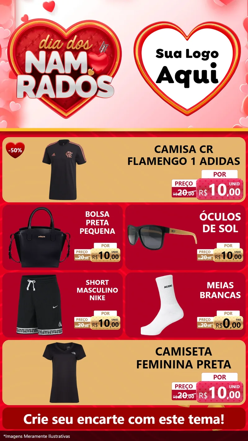 Modelo de TV para TV Vertical com o tema Dia dos Namorados para Roupas e acessórios