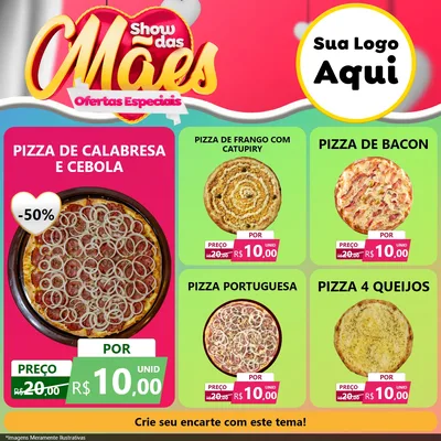 Modelo de Rede Social para Feed Facebook com o tema Show das Mães - Ofertas Especiais para Pizzaria