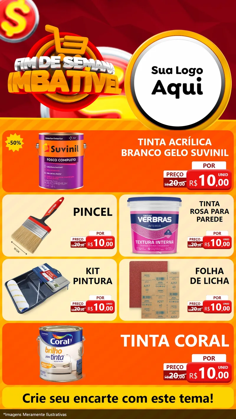 Modelo de TV para TV Vertical com o tema Fim de Semana Imbatível para Tintas e Ferramentas