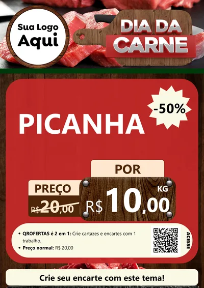Modelo de Cartaz para Cartaz A4 Vertical com o tema Dia da Carne para Açougue