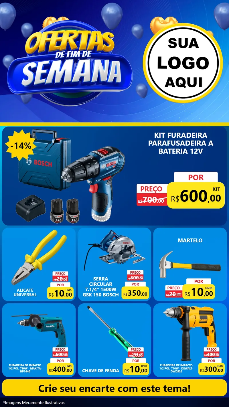 Modelo de Rede Social para Stories com o tema Ofertas de Fim de Semana para Maquinas e Ferramentas