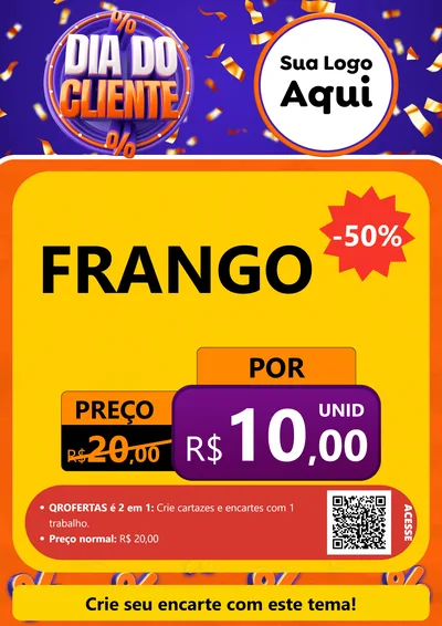 Modelo de Cartaz para Cartaz A4 Vertical com o tema Dia do Cliente para Assados