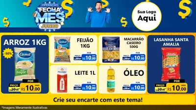 Modelo de TV para TV Horizontal com o tema Operação Fecha Mês, Junho para Supermercado