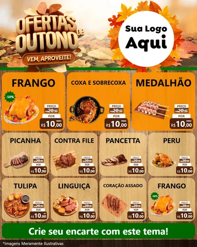Modelo de Rede Social para Feed Instagram com o tema Ofertas de Outono - Vem, Aproveite! para Assados