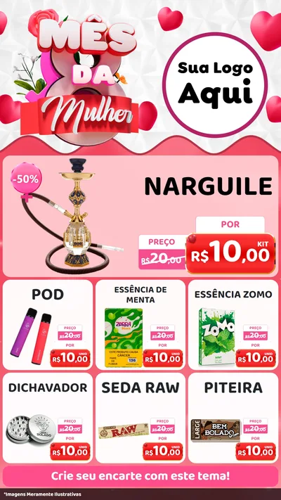 Modelo de Rede Social para Stories com o tema Mês da Mulher para Tabacaria