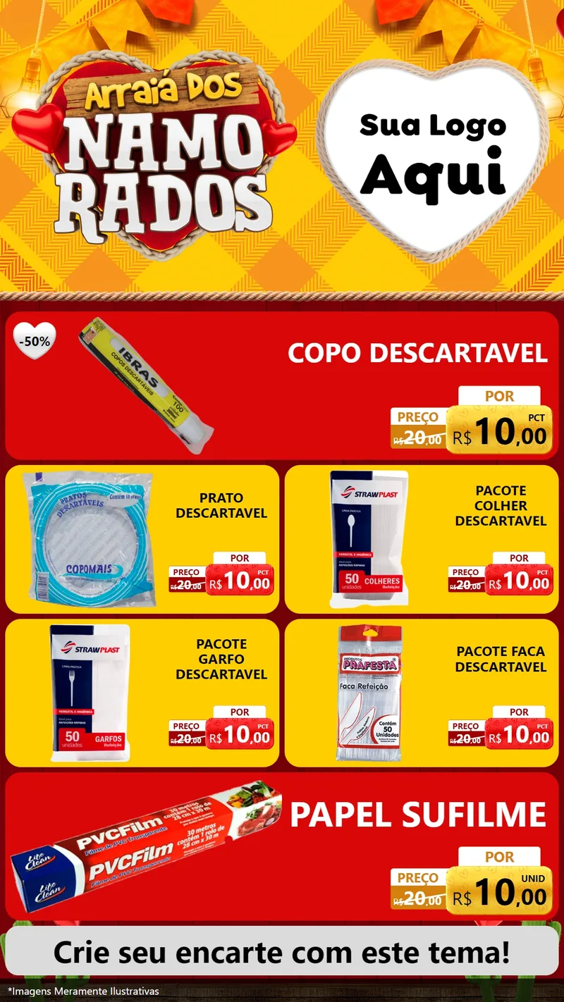 Modelo de TV para TV Vertical com o tema Arraiá dos Namorados para Embalagens
