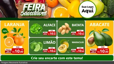 Modelo de TV para TV Horizontal com o tema Feira Saudável para Hortifrúti