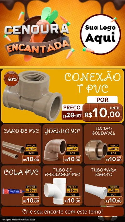 Modelo de Rede Social para Stories com o tema Cenoura Encantada - Páscoa para Tubos e conexões