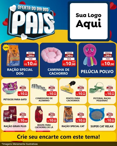 Modelo de Rede Social para Feed Instagram com o tema Oferta Do Dia Dos Pais para Pet Shop