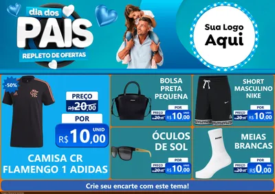 Modelo de Encarte para Encarte A4 Horizontal com o tema Dia Dos Pais Repleto de Ofertas para Roupas e acessórios