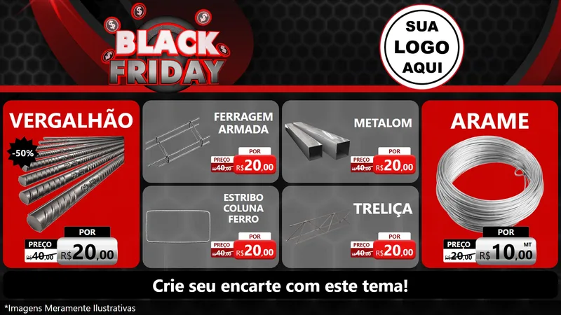 Modelo de TV para TV Horizontal com o tema Black Friday para Ferragens