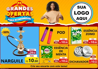 Modelo de Encarte para Encarte A4 Horizontal com o tema Grandes Ofertas Para Economizar! para Tabacaria