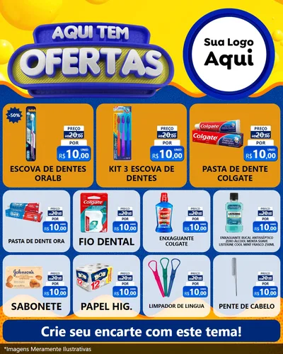 Modelo de Rede Social para Feed Instagram com o tema Aqui Tem Ofertas para Higiene Pessoal
