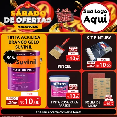 Modelo de Rede Social para Feed Facebook com o tema Sábado de Ofertas Imbatíveis para Tintas e Ferramentas