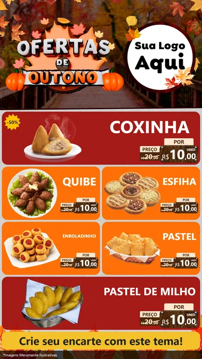 Modelo de TV para TV Vertical com o tema Ofertas de Outono para Salgadaria