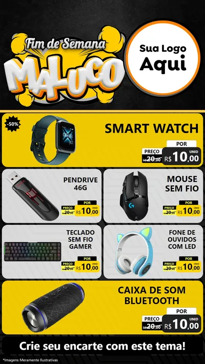 Modelo de TV para TV Vertical com o tema Fim de Semana Maluco para Informática