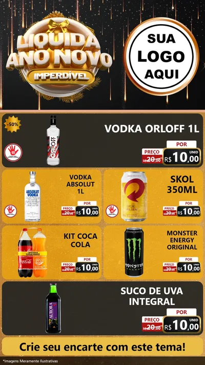 Modelo de TV para TV Vertical com o tema Liquida Ano Novo Imperdível para Distribuidora de bebidas