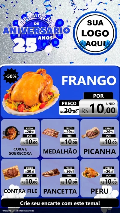 Modelo de Rede Social para Stories com o tema Promoção de Aniversário - 25 Anos para Assados