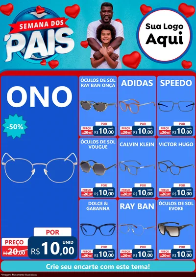 Modelo de Encarte para Encarte A4 Vertical com o tema Semana Dos Pais para Óticas