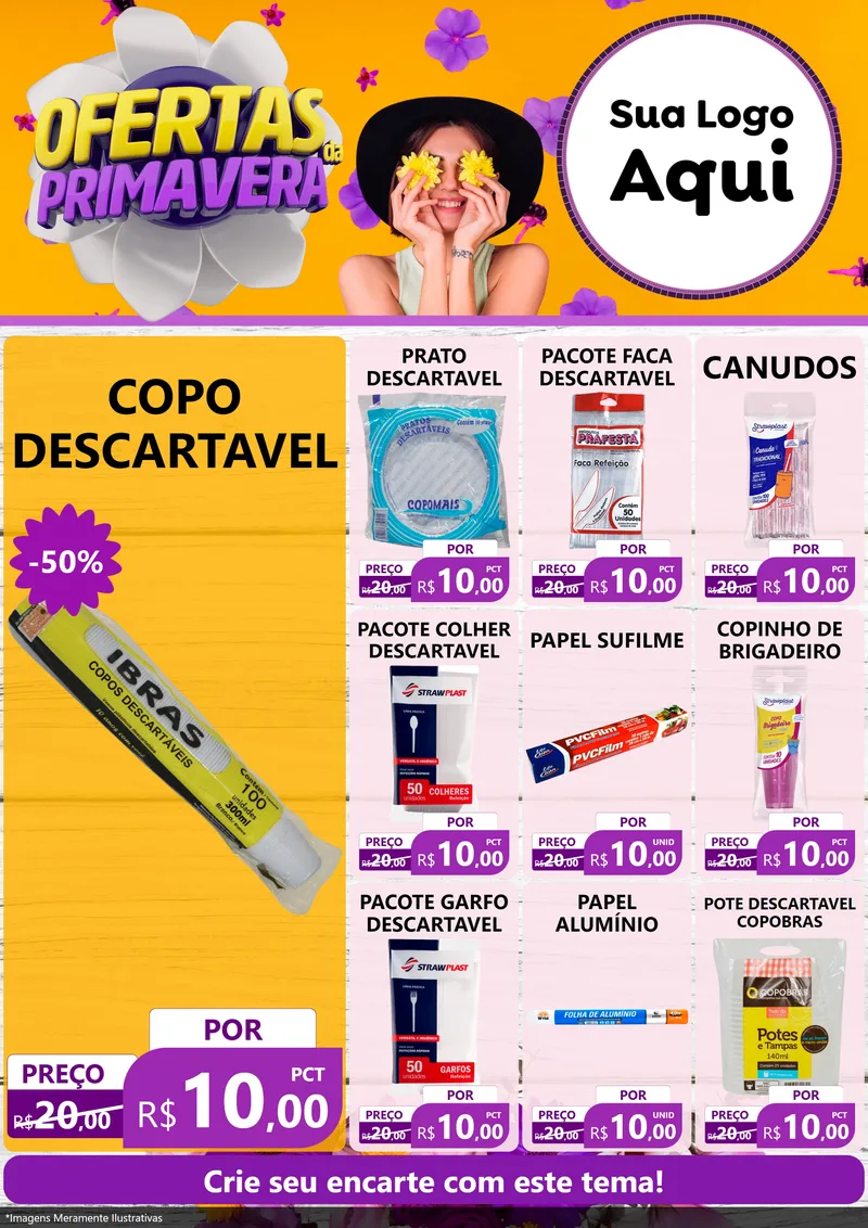 Modelo de Encarte para Encarte A4 Vertical com o tema Ofertas Da Primavera para Embalagens